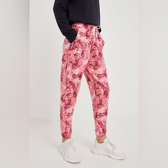 Under Armour | Rival Terry Print Joggers in Pace Tie-Dye Pink Size Large - Picture 1 of 5